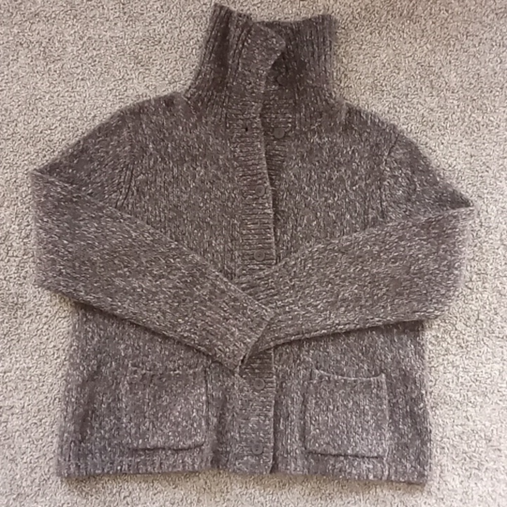 Eileen Fisher Merino Wool Marled Brown Cardigan - Picture 6 of 9
